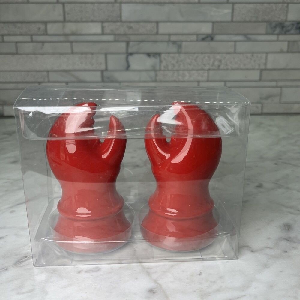 New set of  vibrant Red Lobster Claw Salt and Pepper Shakers Classic